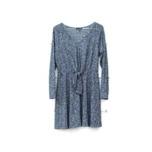 As U Wish Mini Dress Long Sleeve V Neck Tie Knot